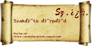 Szakáts Árpád névjegykártya