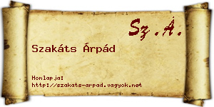 Szakáts Árpád névjegykártya